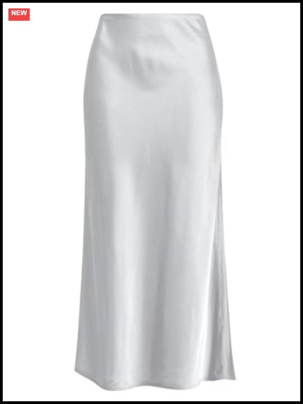 Women's Long Satin Midi Skirt High Waist Hidden Elastic Ruffled Hem A-Line